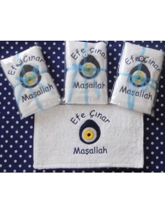 İSME ÖZEL NAZAR BONCUKLU SÜNNET HAVLUSU