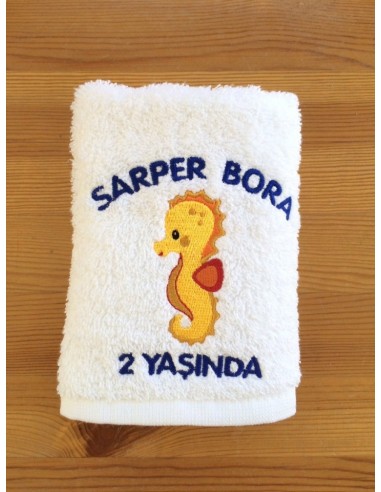 DENİZ ATI NAKIŞLI DOĞUM GÜNÜ HAVLUSU